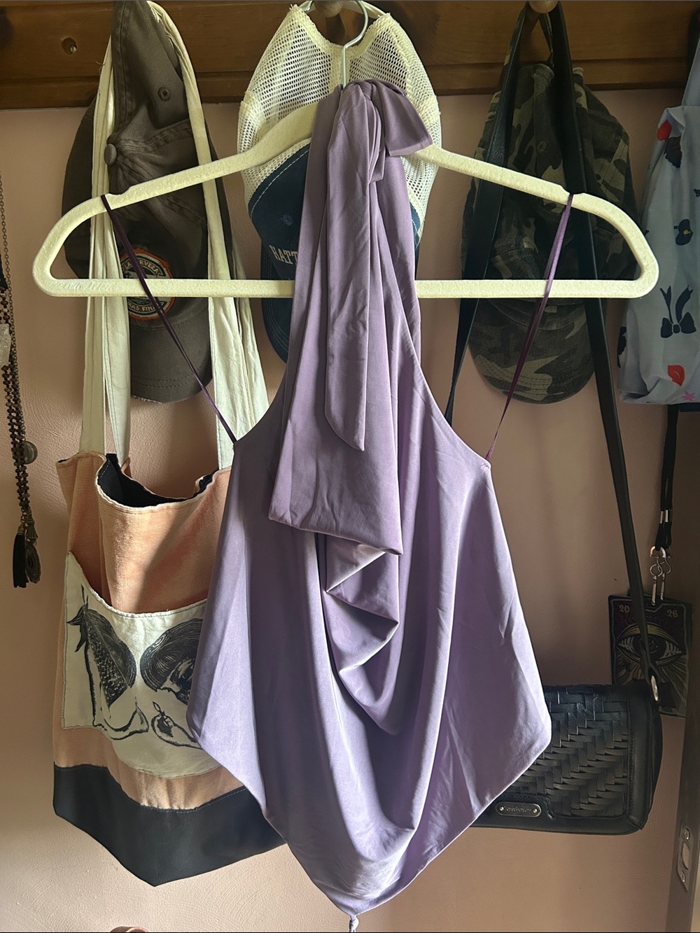 Moa Moa | Steely Purple Halter Cowl Neck Top